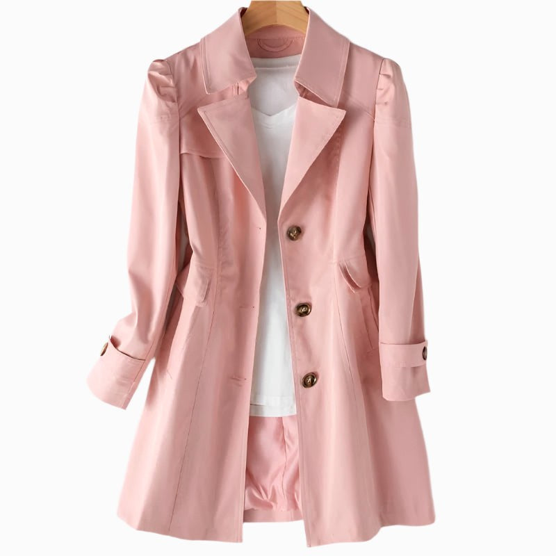 Juliette | Women's Classic Tailored Trench Coat, Lapel Collar Autumn Coat | Bella Blue