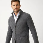 Justin | Men's Button-Up Cardigan, Warm Knit Cardigan | Bella Blue