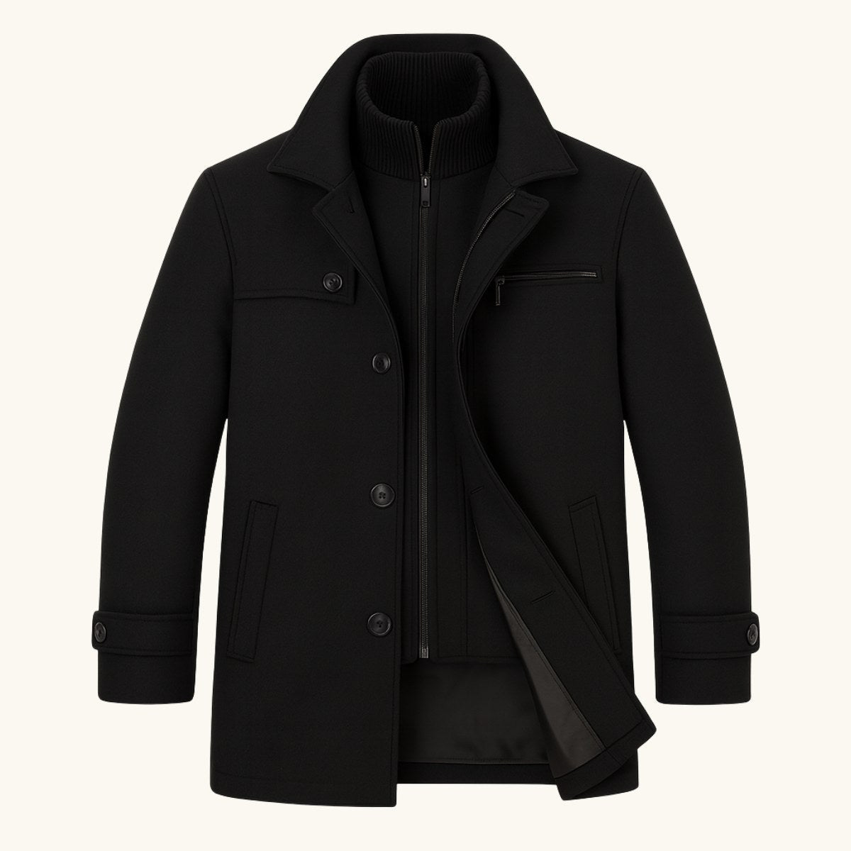 Justin | Men's Insulated Winter Coat with Adjustable Cuff, Warm Autumn Coat | Bella Blue | Gray