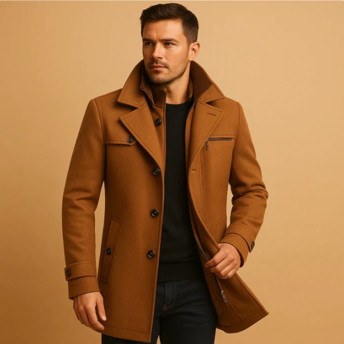 Justin | Men's Insulated Winter Coat with Adjustable Cuff, Warm Autumn Coat | Bella Blue