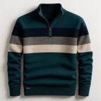 Justin | Men's Striped Cotton Jumper, Crew Neck Pullover | Bella Blue | Green