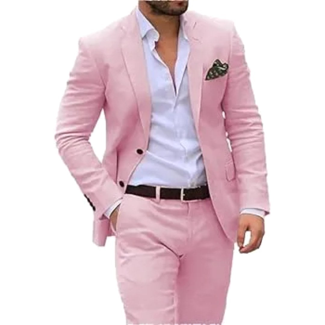 Karl | Men's Two-Piece Wedding Guest Suit, Classic Blazer and Trousers | Bella Blue | White