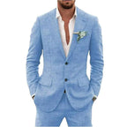 Karl | Men's Two-Piece Wedding Guest Suit, Classic Blazer and Trousers | Bella Blue | Mint Green