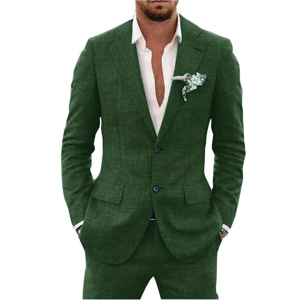 Karl | Men's Two-Piece Wedding Guest Suit, Classic Blazer and Trousers | Bella Blue | Mint Green