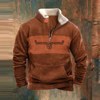 Kieran | Men's Fleece Quarter-Zip Western Pullover, Sherpa-Lined Jumper | Bella Blue