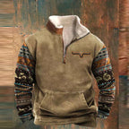 Kieran | Men's Fleece Quarter-Zip Western Pullover, Sherpa-Lined Jumper | Bella Blue