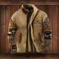Klaus | Men's Merino Fleece Jacket, Outdoor Functional Jacket | Bella Blue | Brown 2