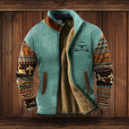 Klaus | Men's Merino Fleece Jacket, Outdoor Functional Jacket | Bella Blue | Brown 2