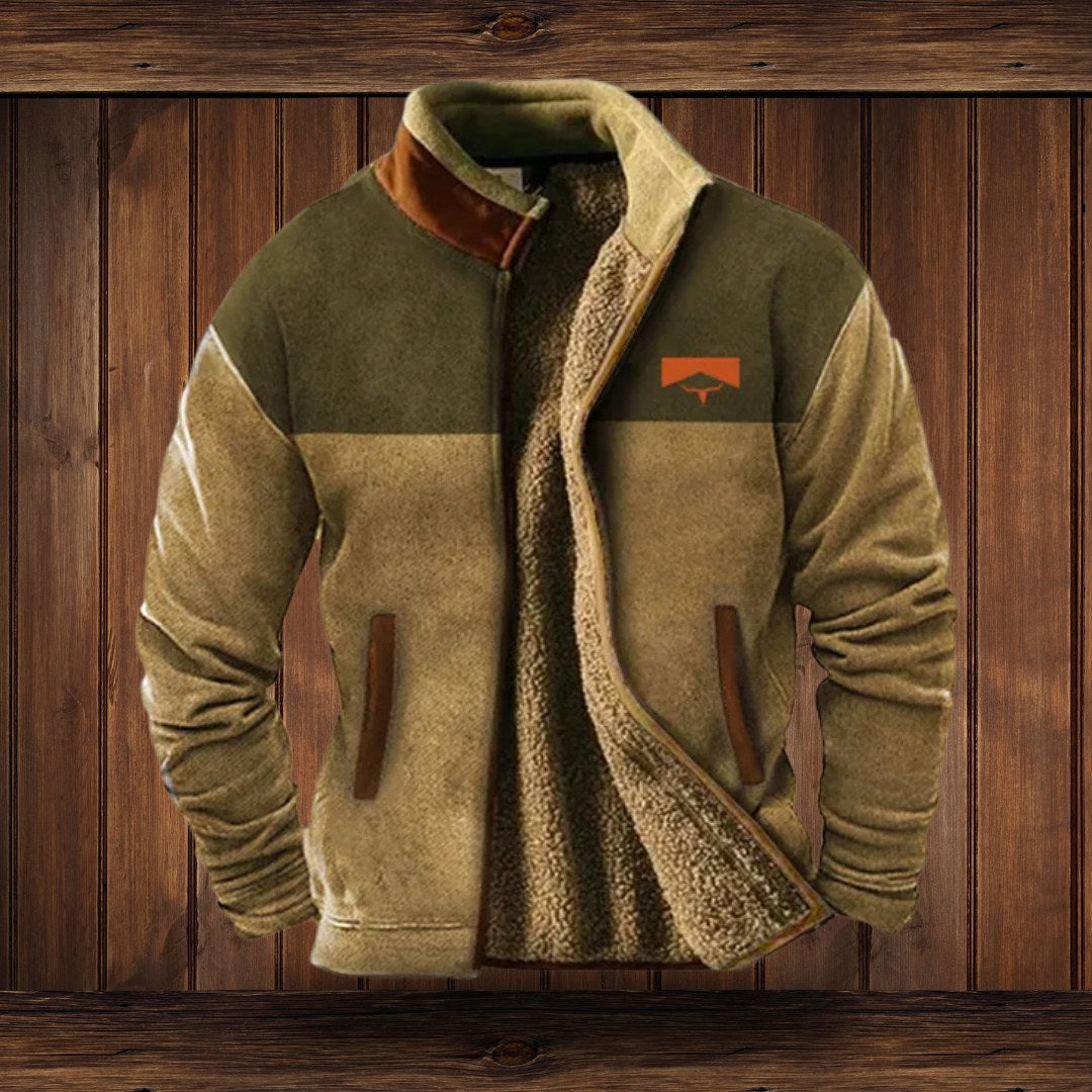 Klaus | Men's Merino Fleece Jacket, Outdoor Functional Jacket | Bella Blue | Brown 2