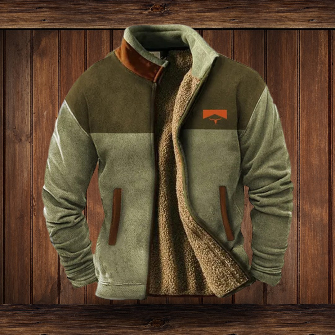 Klaus | Men's Merino Fleece Jacket, Outdoor Functional Jacket | Bella Blue | Brown 2