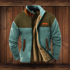 Klaus | Men's Merino Fleece Jacket, Outdoor Functional Jacket | Bella Blue | Brown 2