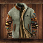 Klaus | Men's Merino Fleece Jacket, Outdoor Functional Jacket | Bella Blue | Brown 2