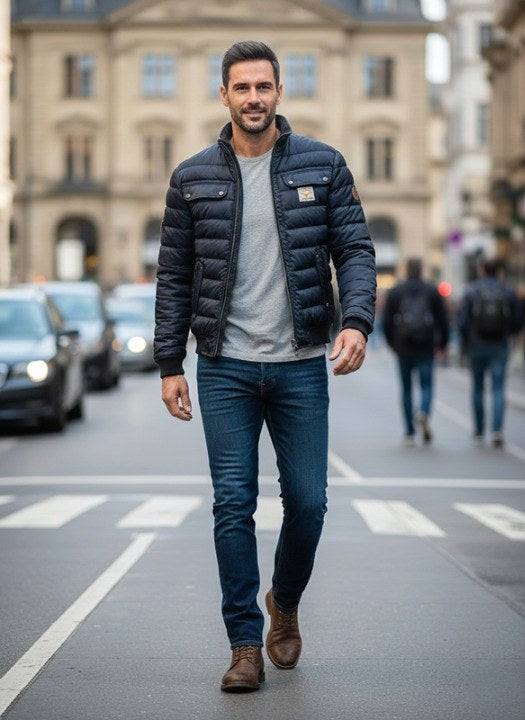 Konrad | Men's Quilted Jacket with Urban Elegance, Lightweight Autumn Jacket | Bella Blue
