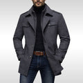 Kurt | Men's Wool Coat with Structured Cut, Elegant Wool Coat for Autumn | Bella Blue | Grey