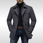 Kurt | Men's Wool Coat with Structured Cut, Elegant Wool Coat for Autumn | Bella Blue | Grey