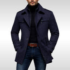 Kurt | Men's Wool Coat with Structured Cut, Elegant Wool Coat for Autumn | Bella Blue | Grey