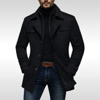 Kurt | Men's Wool Coat with Structured Cut, Elegant Wool Coat for Autumn | Bella Blue | Grey