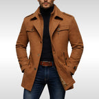 Kurt | Men's Wool Coat with Structured Cut, Elegant Wool Coat for Autumn | Bella Blue | Grey