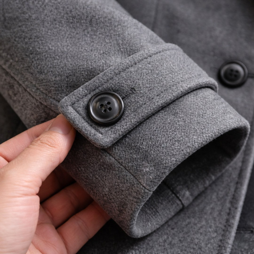 Kurt | Men's Wool Coat with Structured Cut, Elegant Wool Coat for Autumn | Bella Blue | Grey