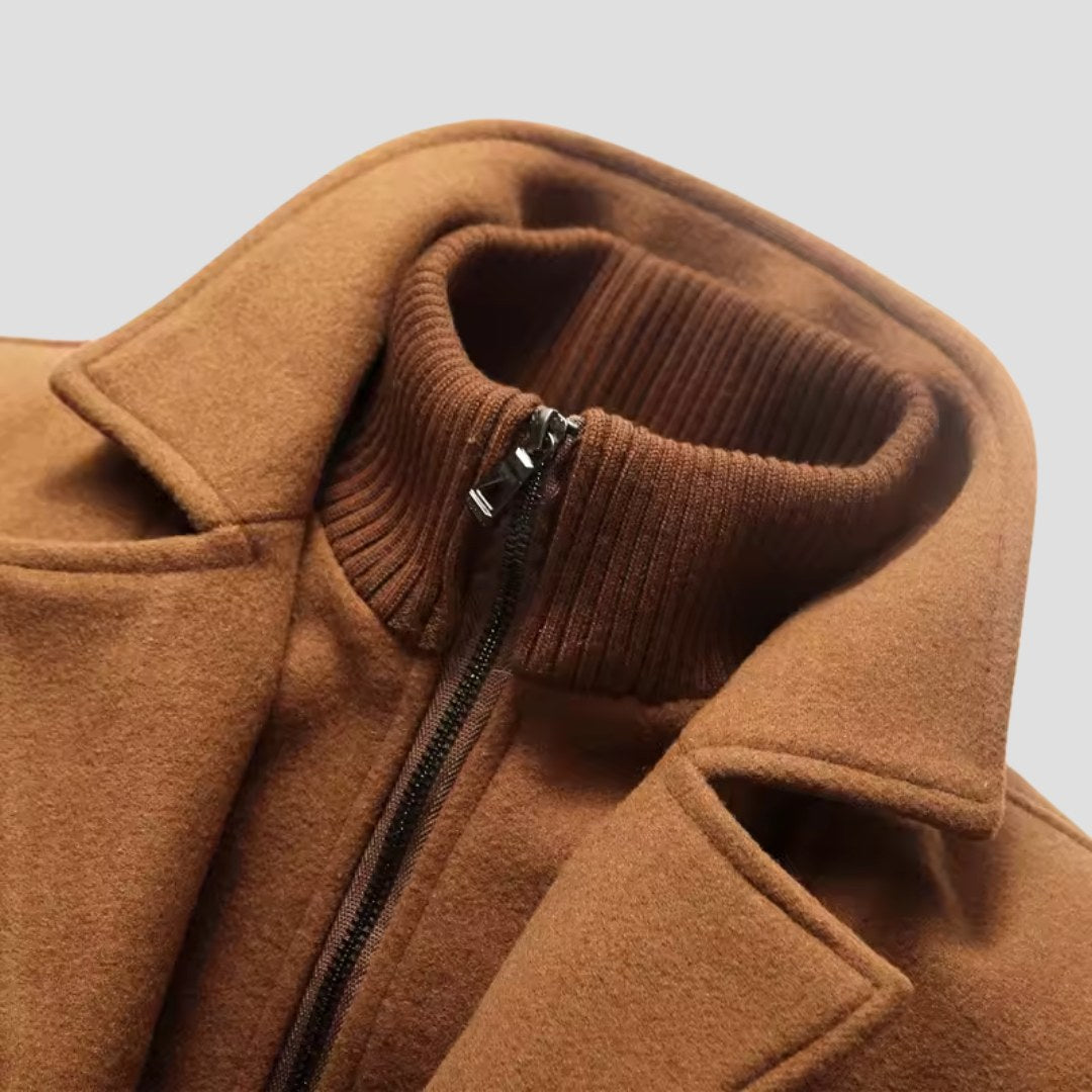 Kurt | Men's Wool Coat with Structured Cut, Elegant Wool Coat for Autumn | Bella Blue | Grey