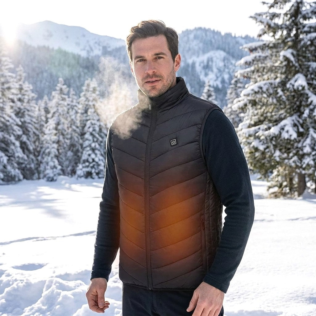 Kyle | Men's Heated Gilet with Carbon Fibre Elements, Smart Temperature Control Gilet | Bella Blue