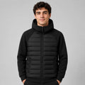 Kyle | Men's Hooded Down Jacket with Quilted Panels, Insulated Autumn Coat | Bella Blue | Black