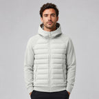 Kyle | Men's Hooded Down Jacket with Quilted Panels, Insulated Autumn Coat | Bella Blue