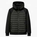 Kyle | Men's Hooded Down Jacket with Quilted Panels, Insulated Autumn Coat | Bella Blue