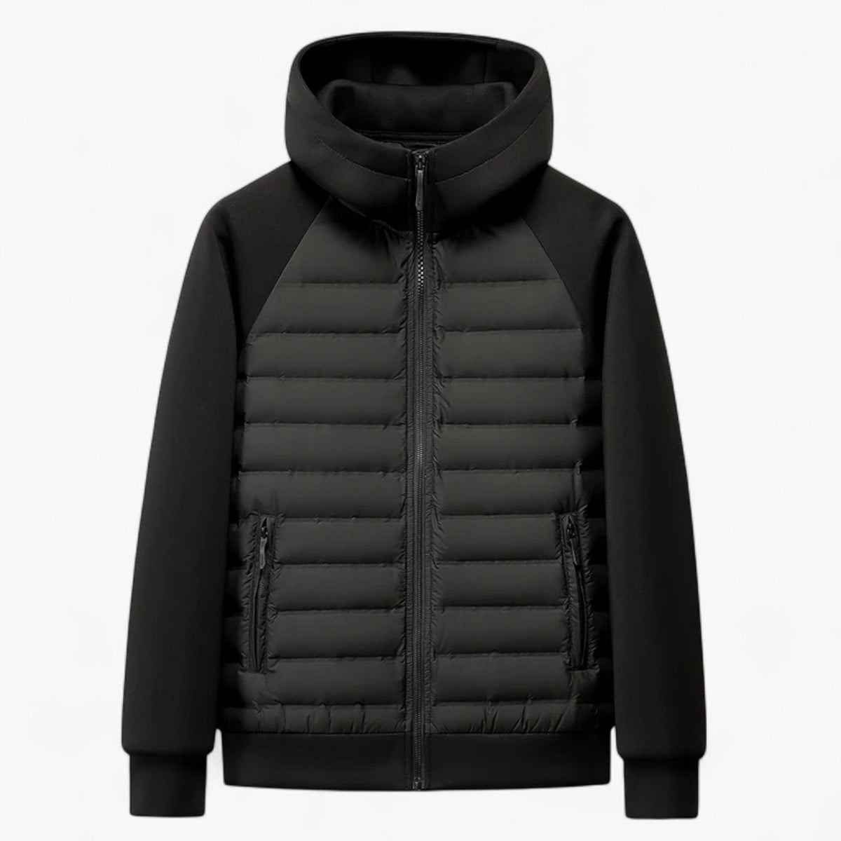 Kyle | Men's Hooded Down Jacket with Quilted Panels, Insulated Autumn Coat | Bella Blue