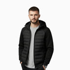 Kyle | Men's Hooded Down Jacket with Quilted Panels, Insulated Autumn Coat | Bella Blue