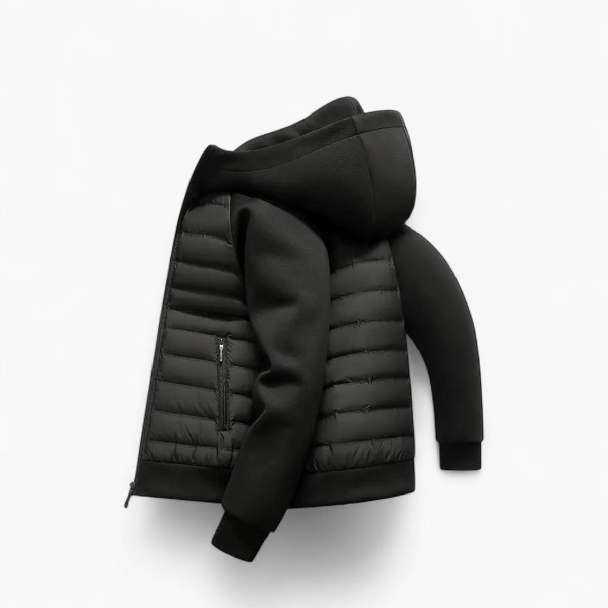 Kyle | Men's Hooded Down Jacket with Quilted Panels, Insulated Autumn Coat | Bella Blue