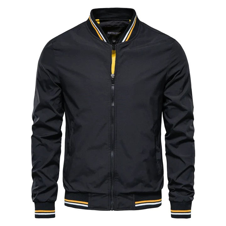 Lachlan | Men's Bomber Jacket with Front Zip and Double Pockets, Lightweight Autumn Jacket | Bella Blue