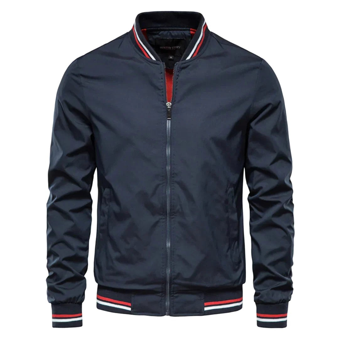 Lachlan | Men's Bomber Jacket with Front Zip and Double Pockets, Lightweight Autumn Jacket | Bella Blue