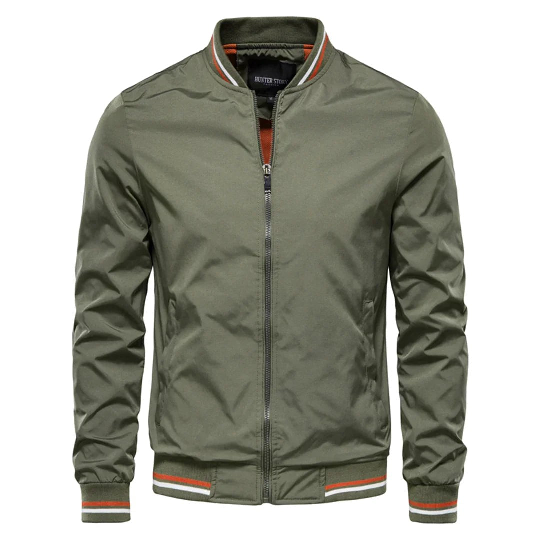Lachlan | Men's Bomber Jacket with Front Zip and Double Pockets, Lightweight Autumn Jacket | Bella Blue