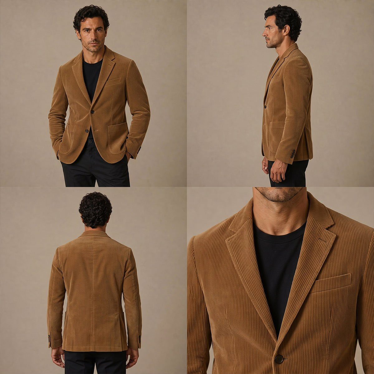 Landon | Men's Slim Fit Corduroy Blazer, Vintage-Inspired Jacket | Bella Blue