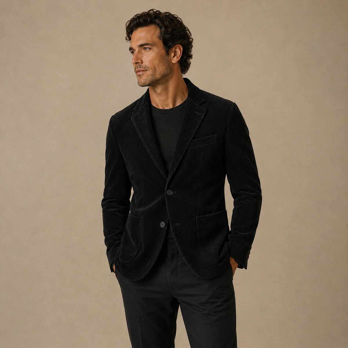 Landon | Men's Slim Fit Corduroy Blazer, Vintage-Inspired Jacket | Bella Blue