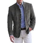 Landon | Women's Stand-Collar Jacket, Button-Front Blazer | Bella Blue