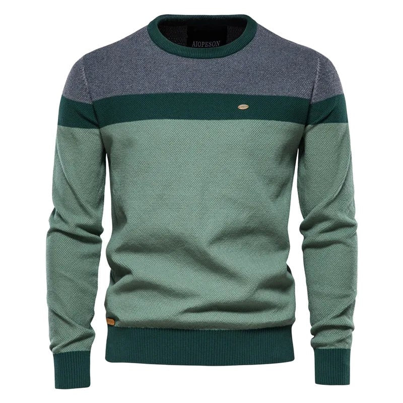Lars | Men's Jumper with Classic Cut, Soft Cotton Jumper | Bella Blue | Green