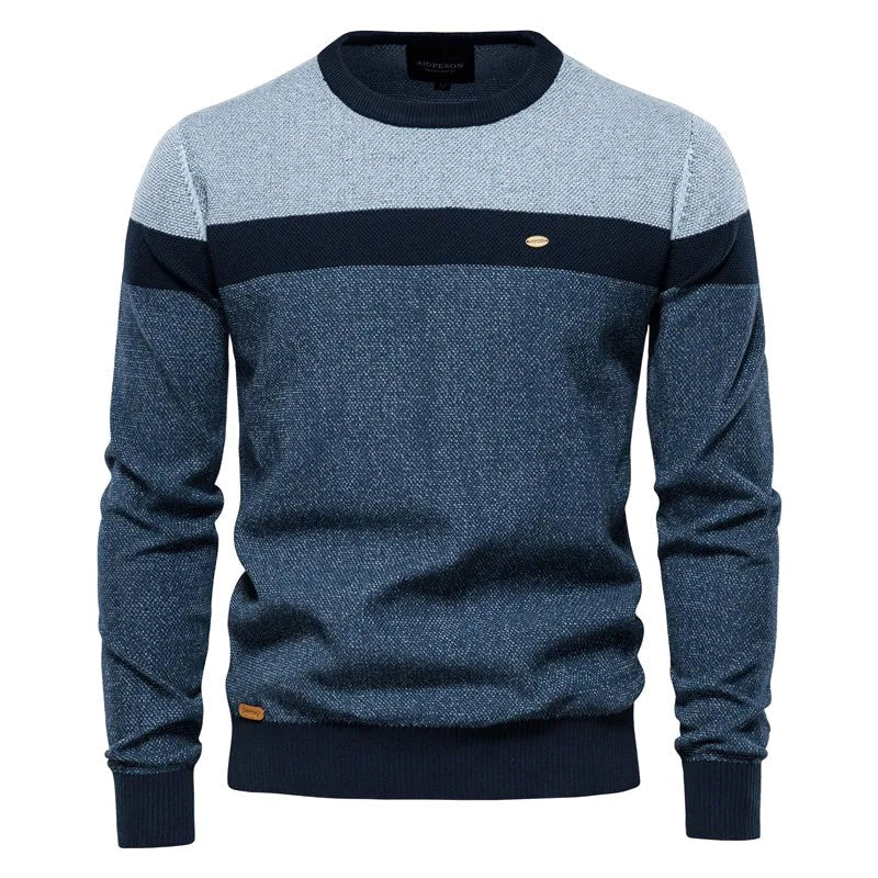 Lars | Men's Jumper with Classic Cut, Soft Cotton Jumper | Bella Blue | Green