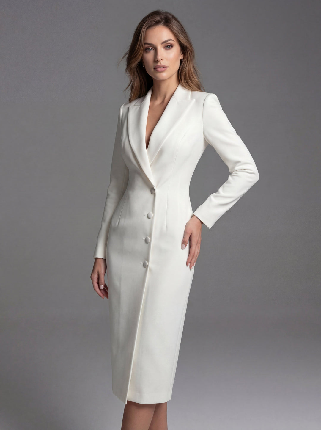 Laurine | Women's Tailored Midi Blazer Dress, Structured Midi Dress | Bella Blue