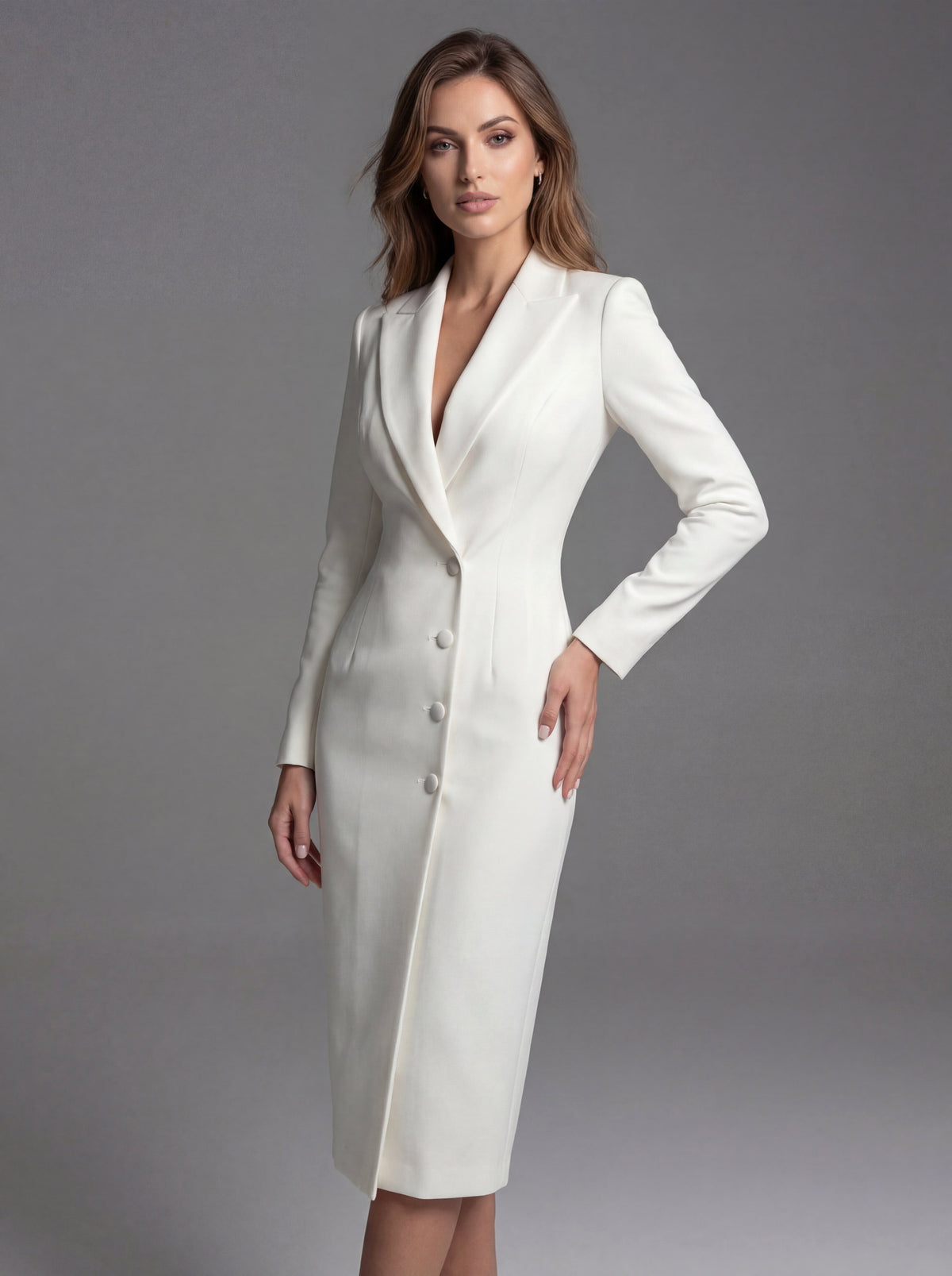 Laurine | Women's Tailored Midi Blazer Dress, Structured Midi Dress | Bella Blue