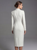 Laurine | Women's Tailored Midi Blazer Dress, Structured Midi Dress | Bella Blue