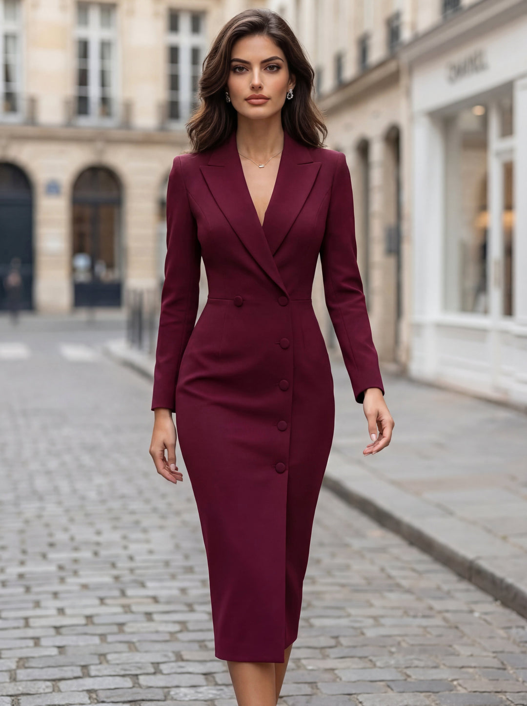 Laurine | Women's Tailored Midi Blazer Dress, Structured Midi Dress | Bella Blue