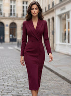 Laurine | Women's Tailored Midi Blazer Dress, Structured Midi Dress | Bella Blue