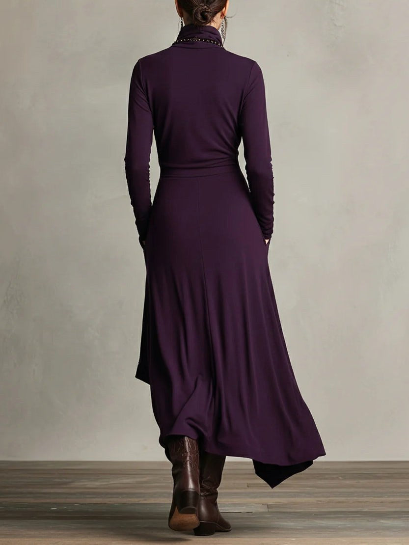 Layla | Women's High-Neck Maxi Dress, Flowing Occasion Dress | Bella Blue