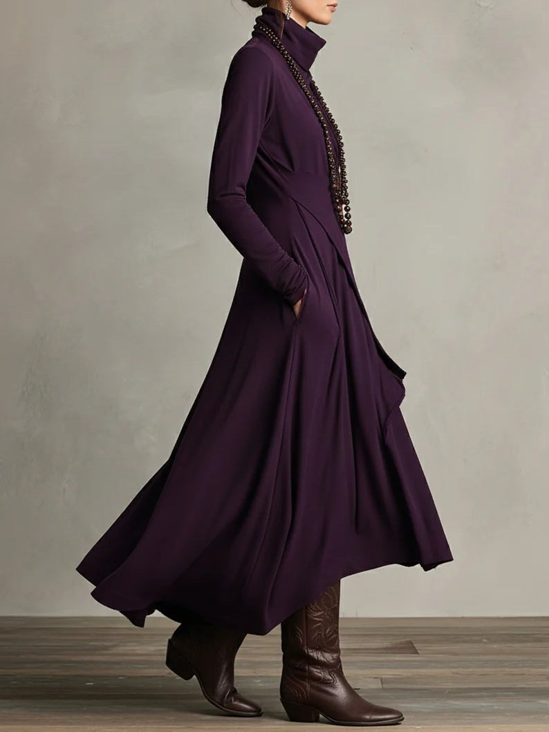 Layla | Women's High-Neck Maxi Dress, Flowing Occasion Dress | Bella Blue