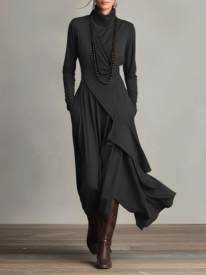 Layla | Women's High-Neck Maxi Dress, Flowing Occasion Dress | Bella Blue