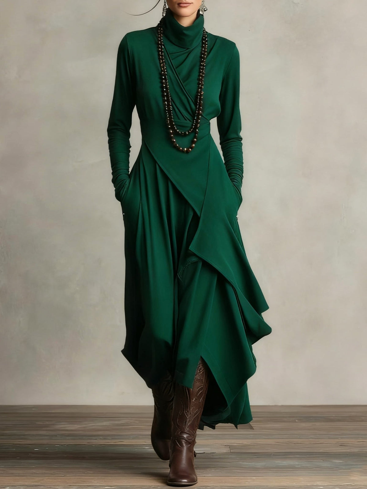 Layla | Women's High-Neck Maxi Dress, Flowing Occasion Dress | Bella Blue