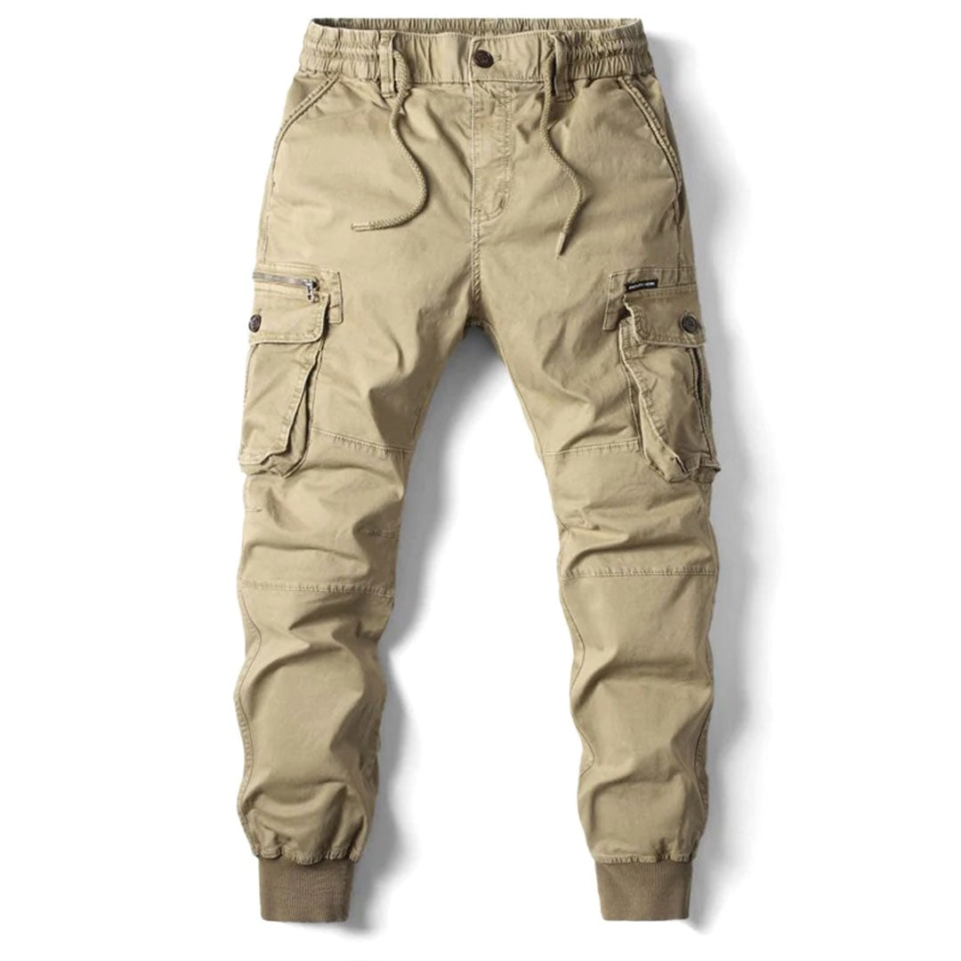 Leo | Men's Utility Cargo Trousers with Stretch Fit, Functional Pocket Trousers | Bella Blue | Dark Grey