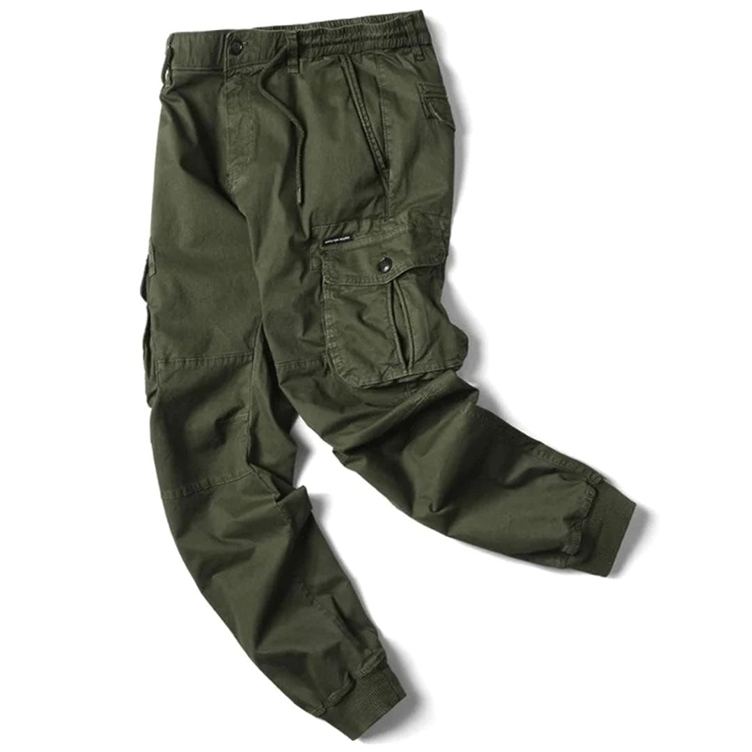 Leo | Men's Utility Cargo Trousers with Stretch Fit, Functional Pocket Trousers | Bella Blue | Light Grey